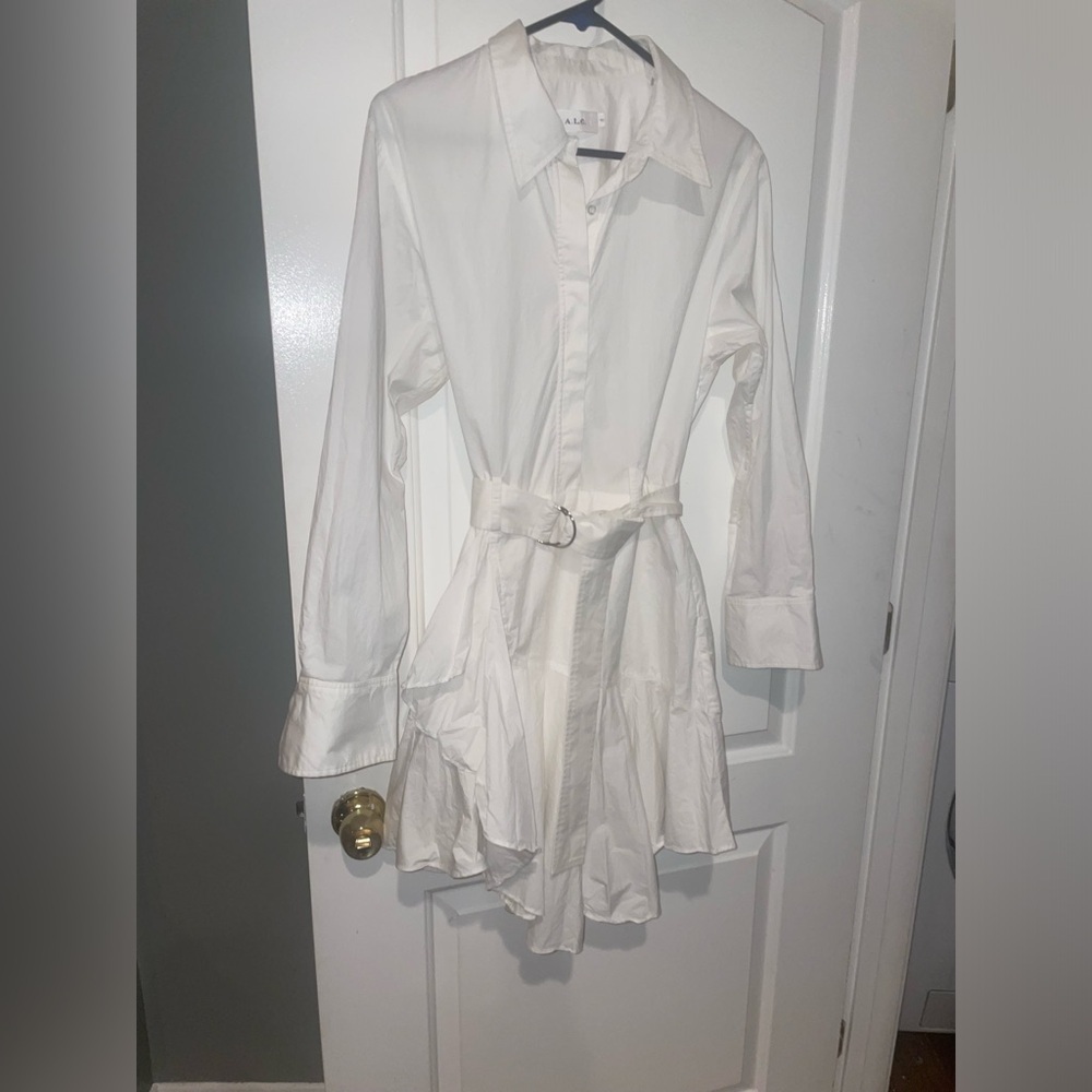 New! A.L.C. Jacey Cotton Poplin Belted Asymmetric Shirt Dress 🤍 size 10 - Picture 10 of 12
